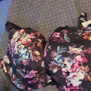 Torrid Black Floral Bra